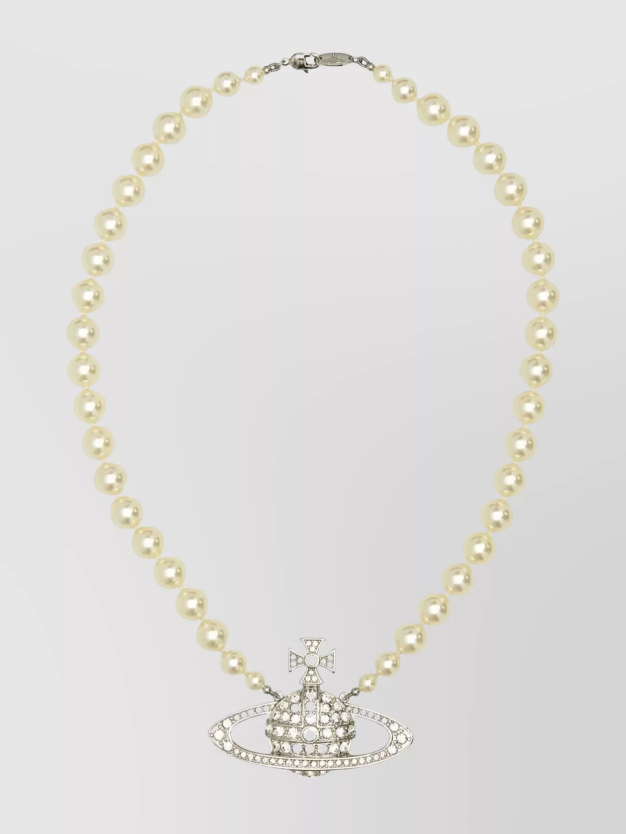 Vivienne Westwood Necklace Pearl Beads Silver-Tone Pendant