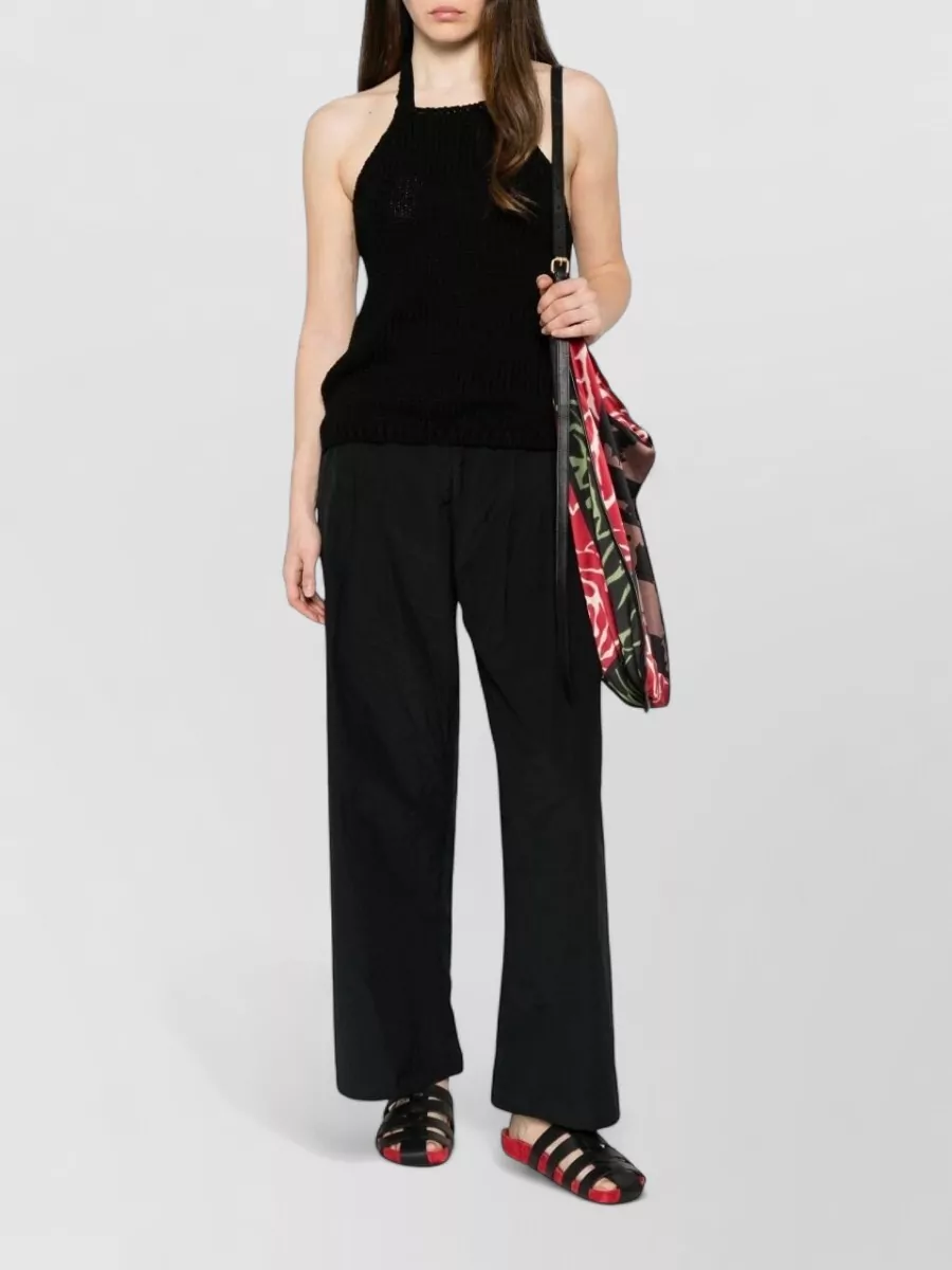 Apuntob Crinkled Pleated Wide-Leg Trousers