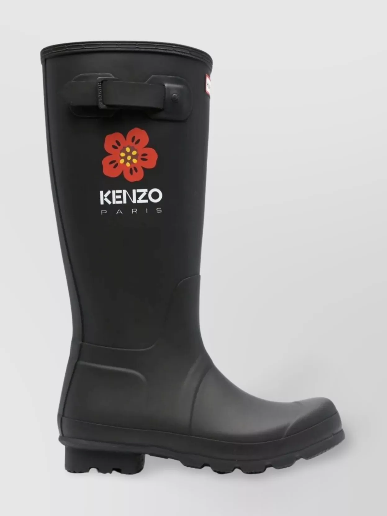 Shop Kenzo Round Toe Below-knee Rubber Lug Sole Boots In Black