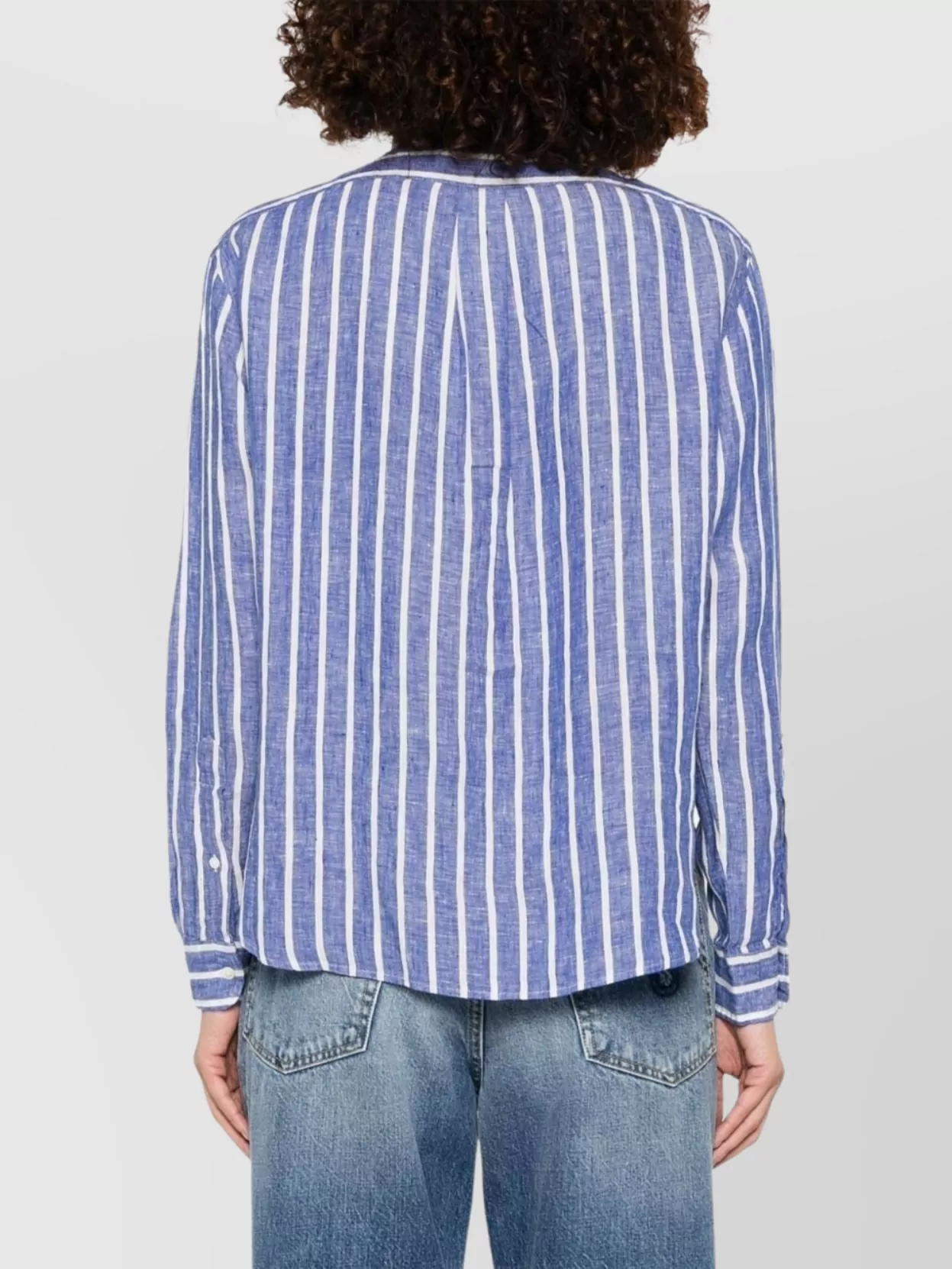 Ralph Lauren Striped Long Sleeve Cotton Shirt With Curved Hem
