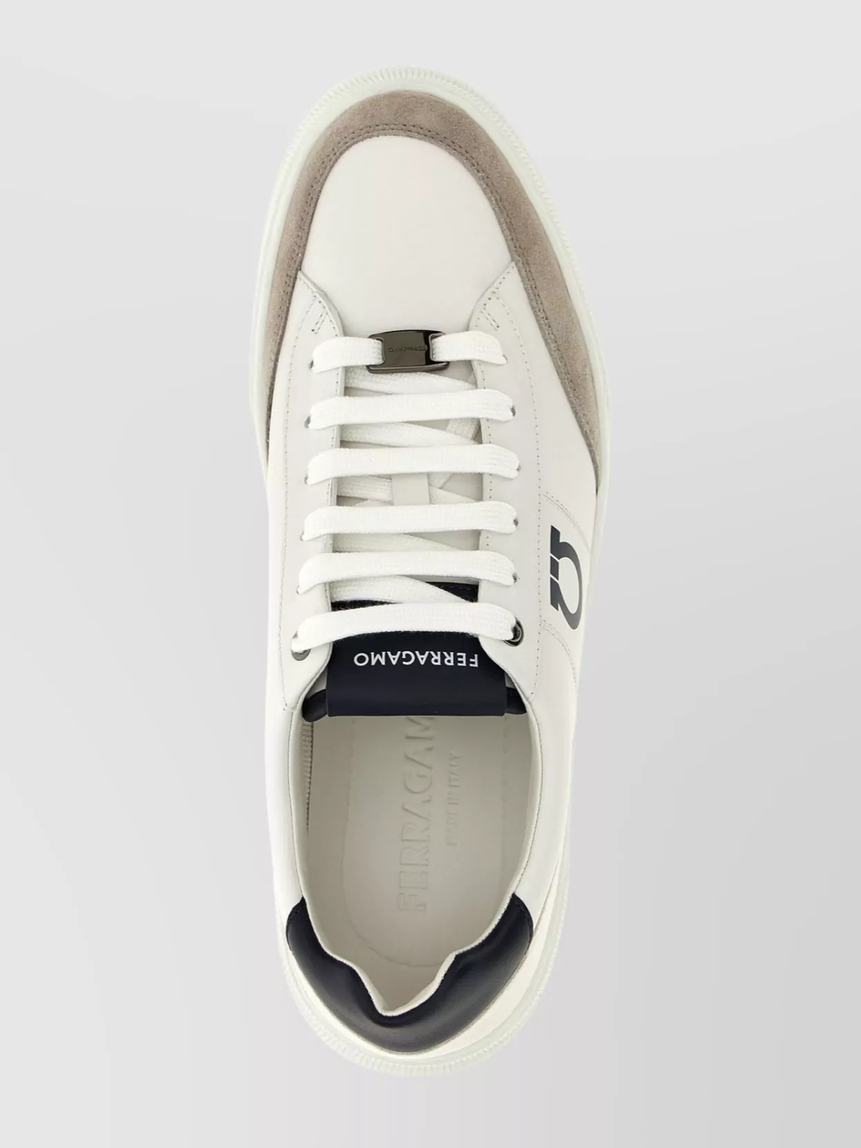 Ferragamo Sneakers With Contrasting Heel Tab And Round Toe