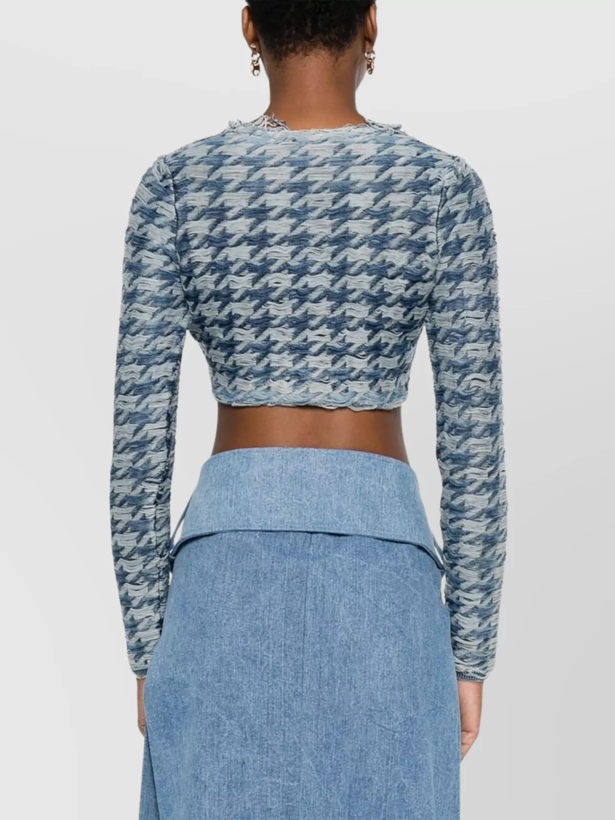 Diesel Long Sleeve Cropped Houndstooth Top
