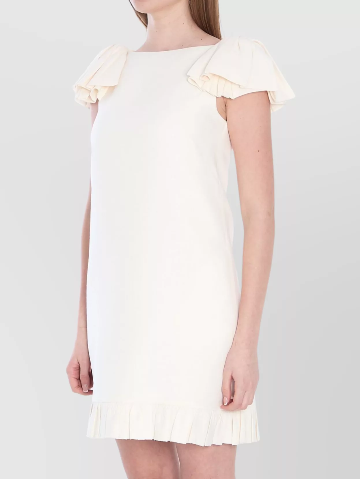 Valentino Garavani Boat Neckline Silk And Wool Blend Dress