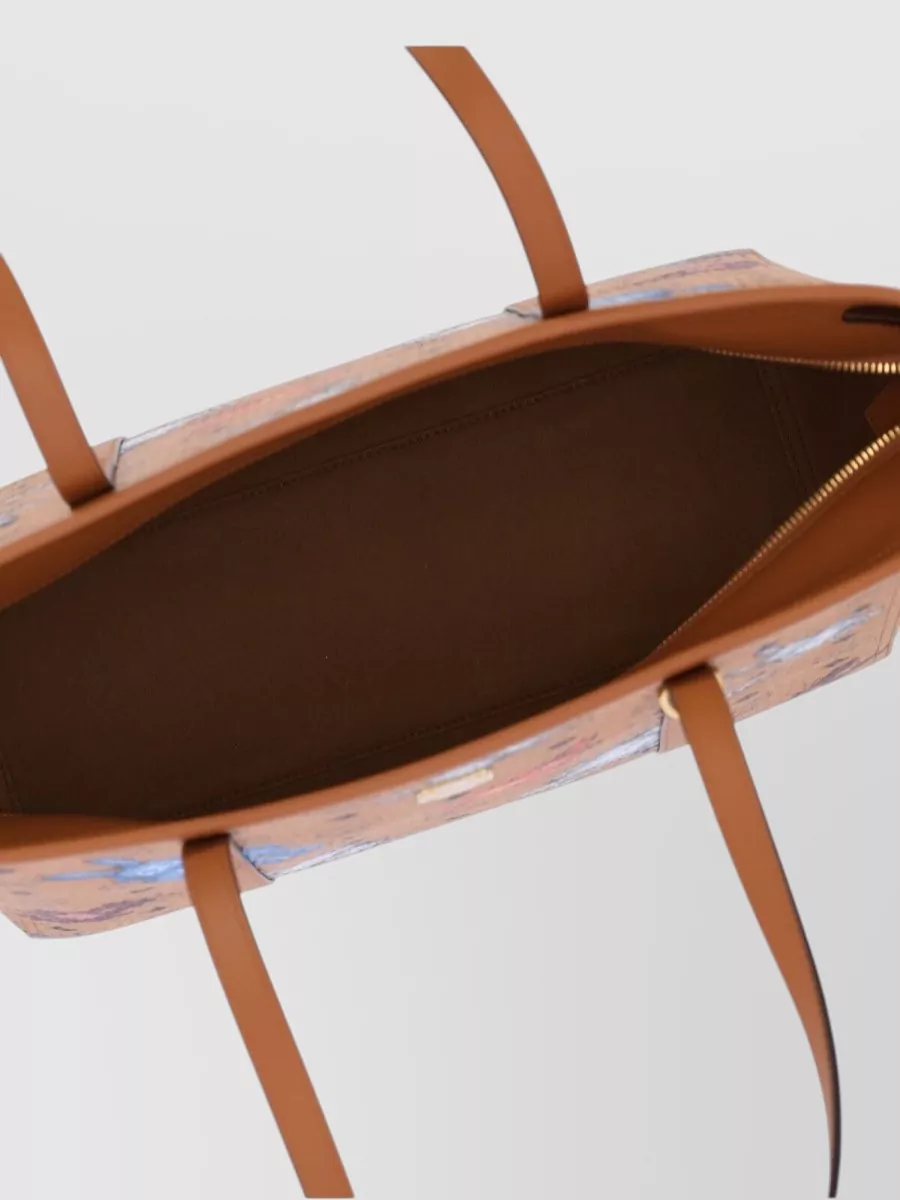 Mcm Rectangular Tote Bag Graphic Print Handles