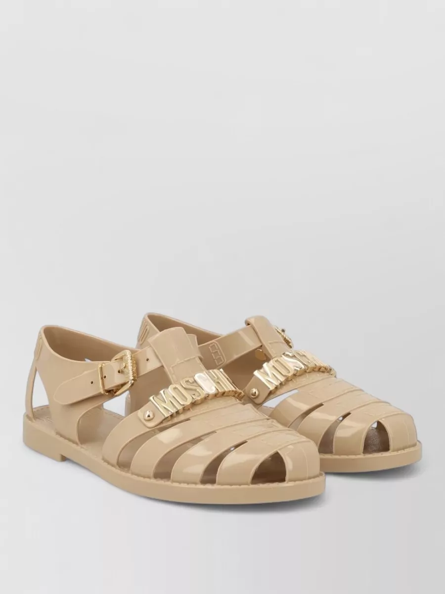 Moschino Logo Appliqué Jelly Sandals