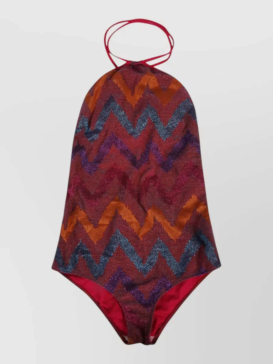 Feel Me Fab Keywest One Piece Swimsuit Zigzag Halter