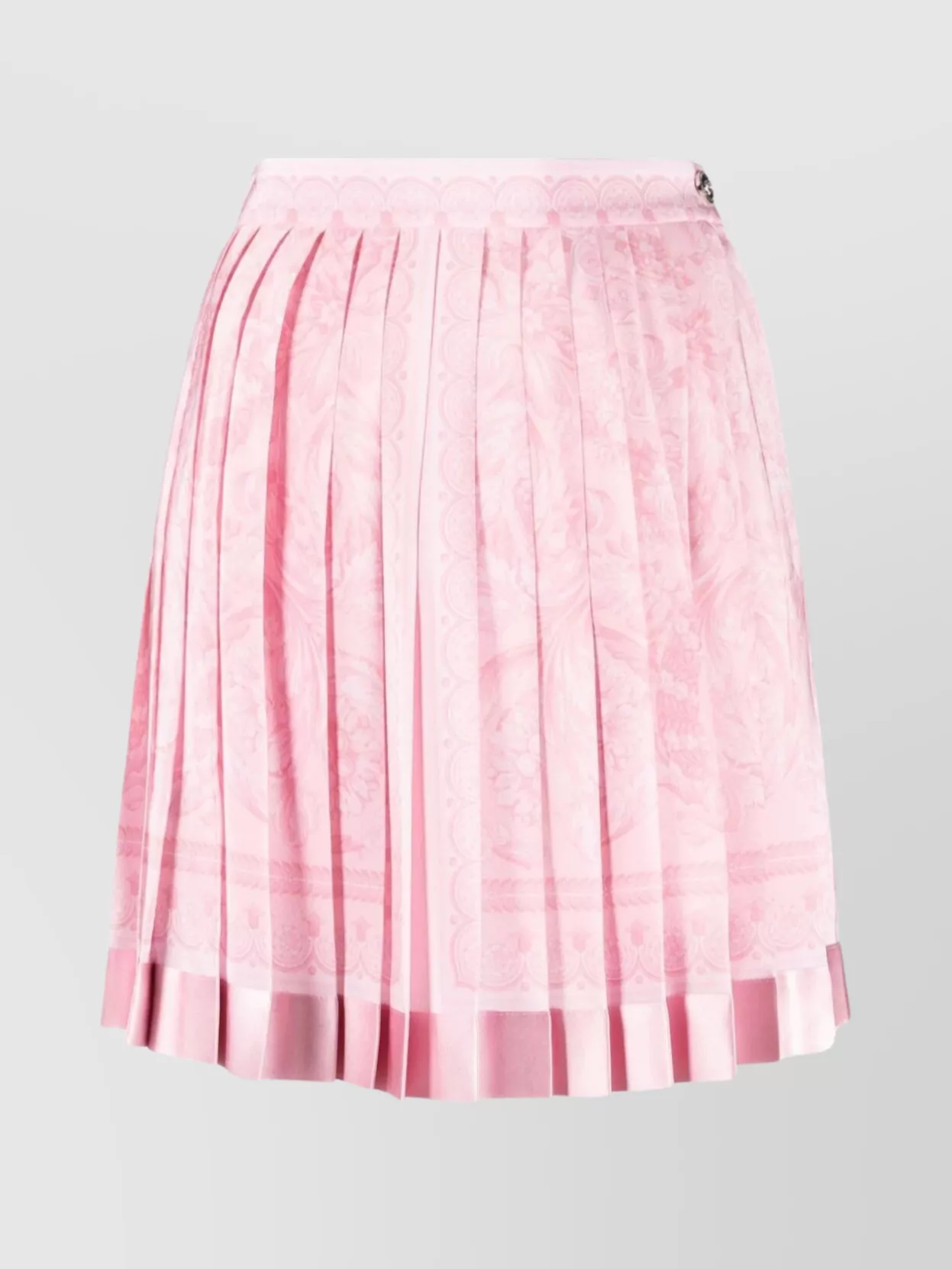 Shop Versace Printed Pleated Mini Skirt With Floral Detail