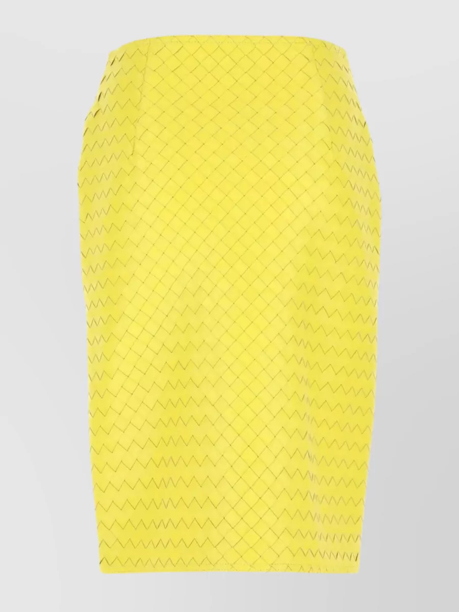 Shop Bottega Veneta Lamb Leather Knee-length Skirt In Yellow
