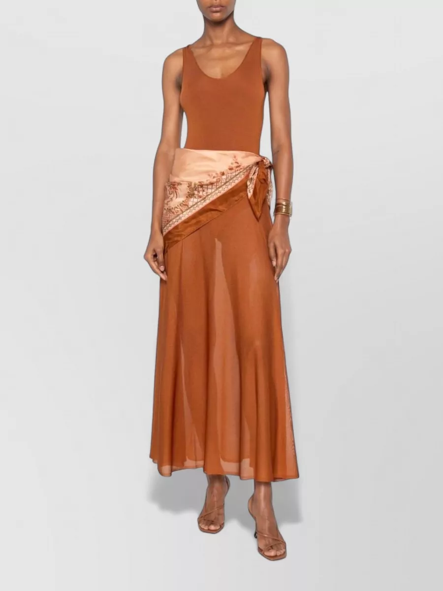 Zimmermann Paisley-Print Sheer Draped-Scarf Maxi Dress