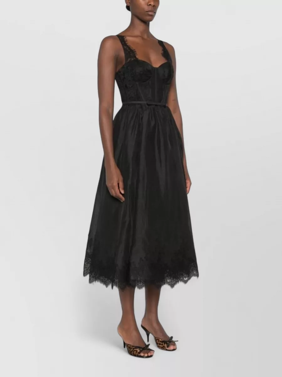 Zimmermann Silk Linen Lace-Trimmed Sweetheart-Neck Belted Midi Nightdress