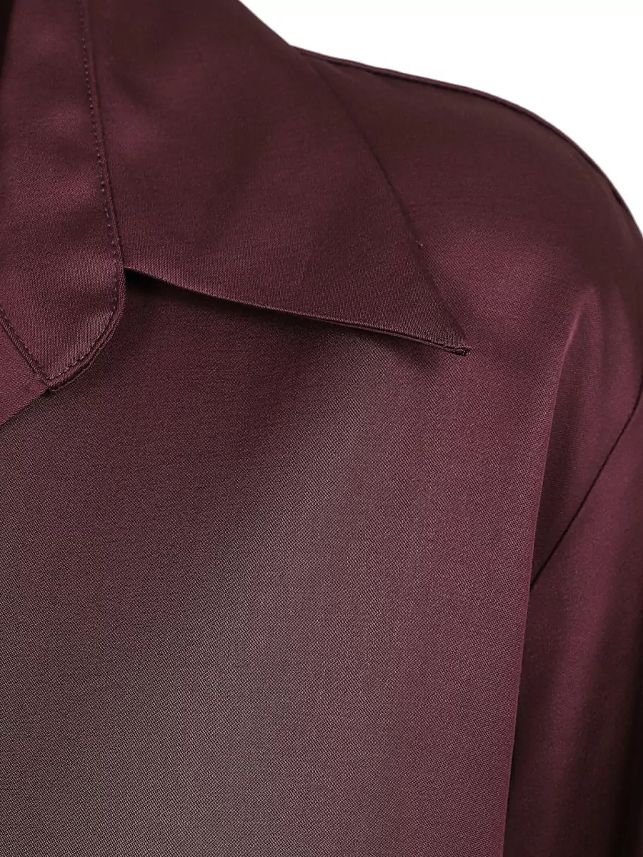 Dries Van Noten Silk Satin V-Neck Shirt