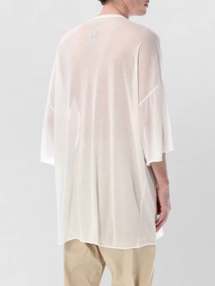 Rick Owens V Neck Jumbo Cotton Jersey T Shirt