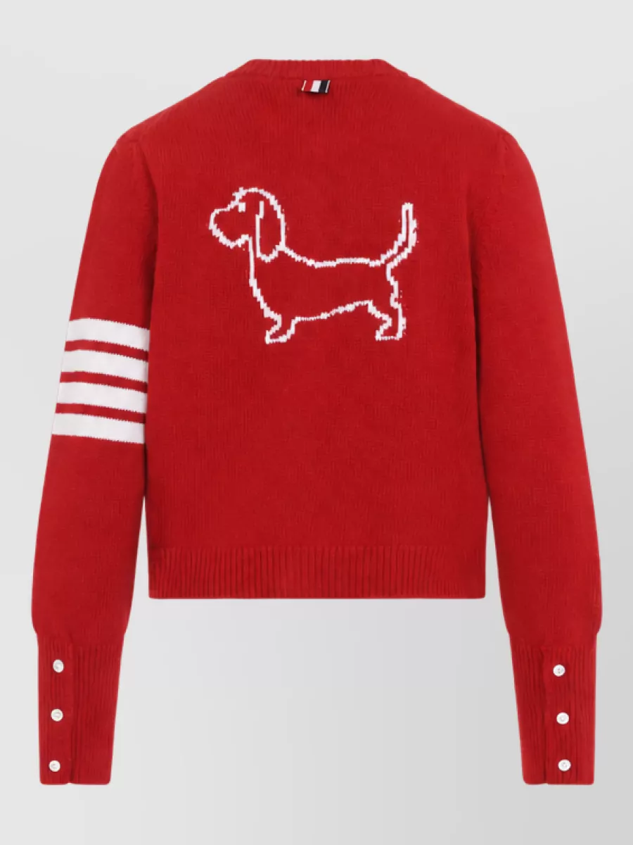 Thom Browne Wool Hector Intarsia Cropped Cardigan