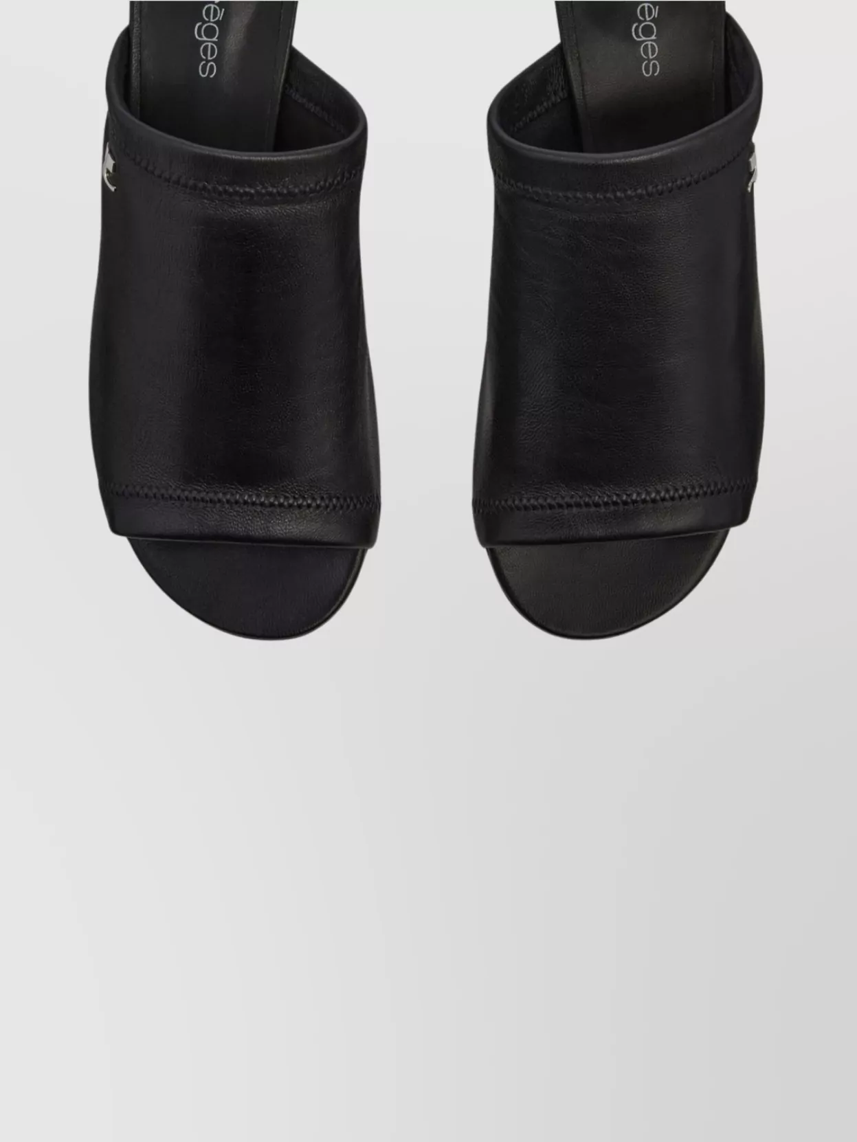 Courrèges Stretch Leather Peep Toe Mules Sculpted Heel