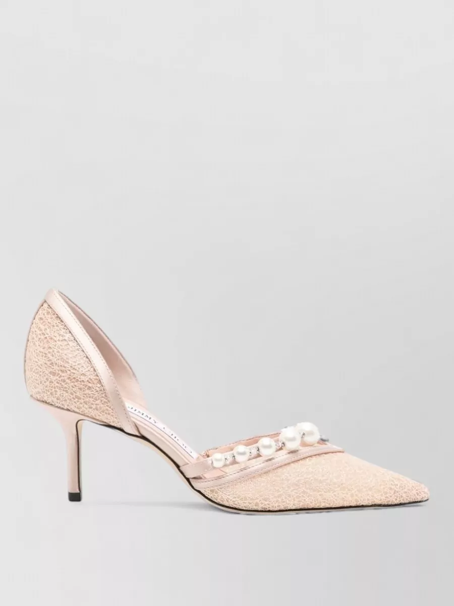 Jimmy Choo Leather Glittered Pearl-Embellished Pumps
