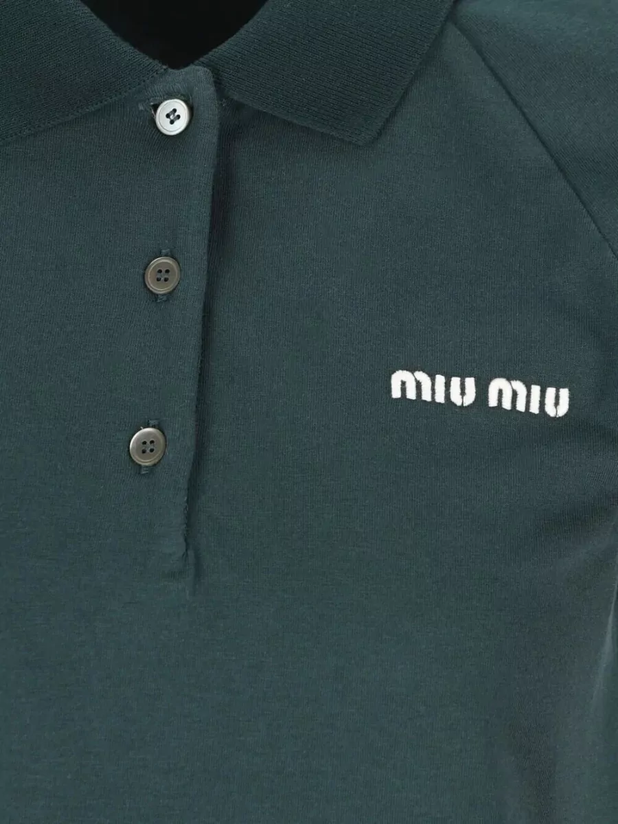 Miu Miu Two Tone Cotton Polo Shirt