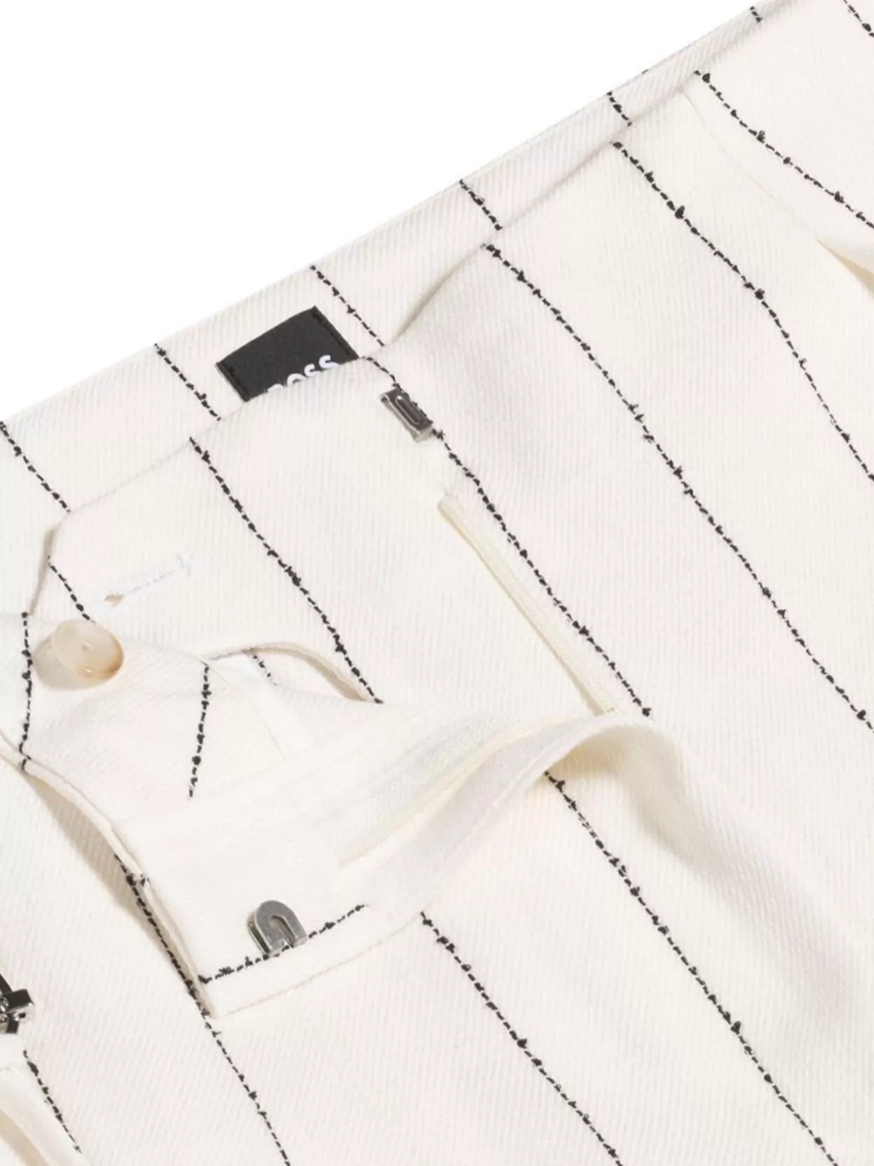Hugo Boss Linen Trousers With Pleated Wide Leg In White