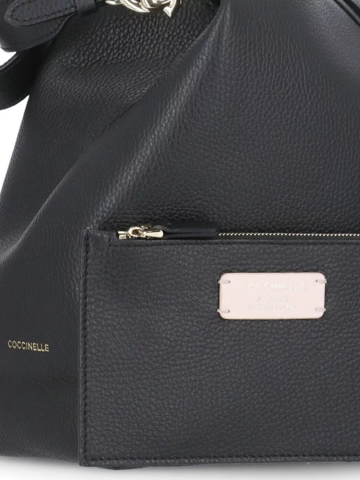 Coccinelle Textured Leather Shoulder Bag Featuring Handles