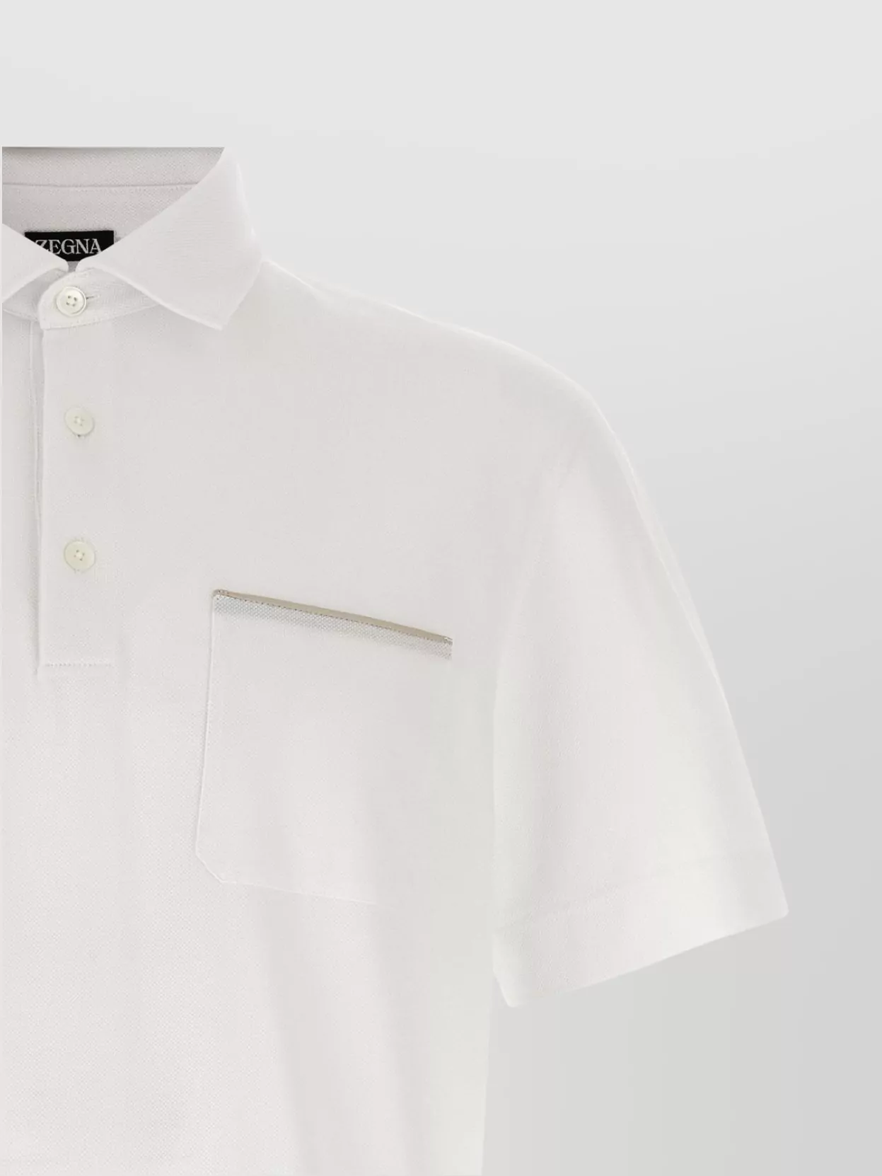 Zegna Ribbed Collar Short Sleeves Chest Pocket Polo