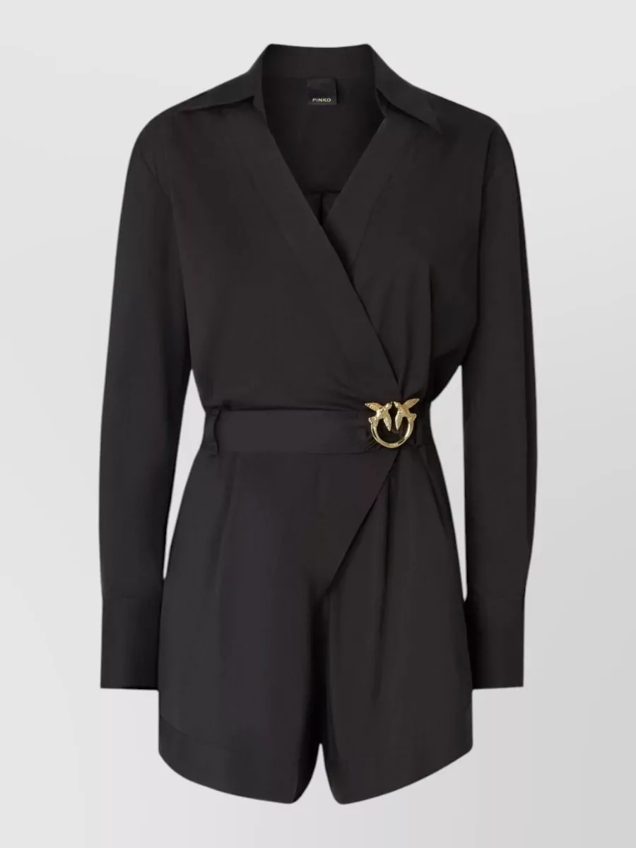 Pinko Silk Belted V-Neck Jumpsuit