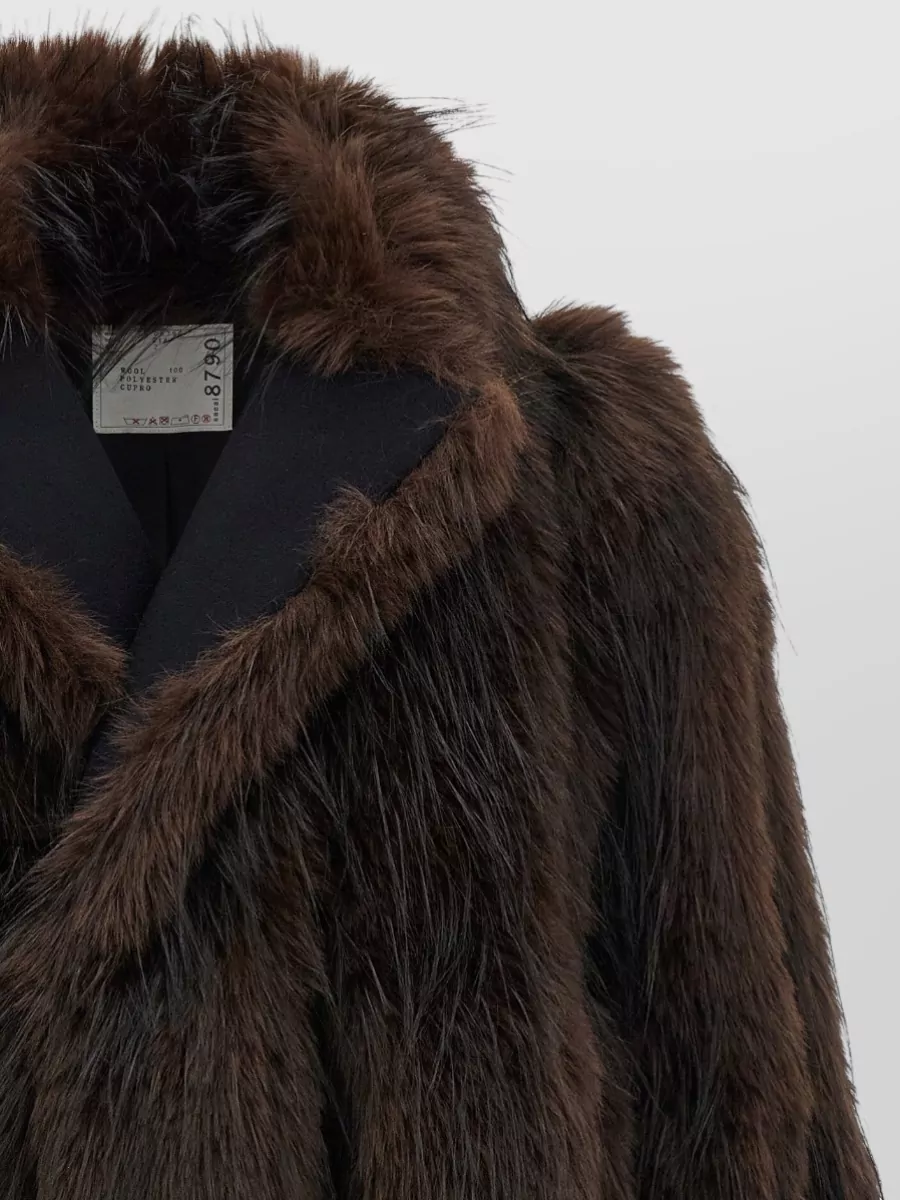 Sacai Wool Faux Fur Coat