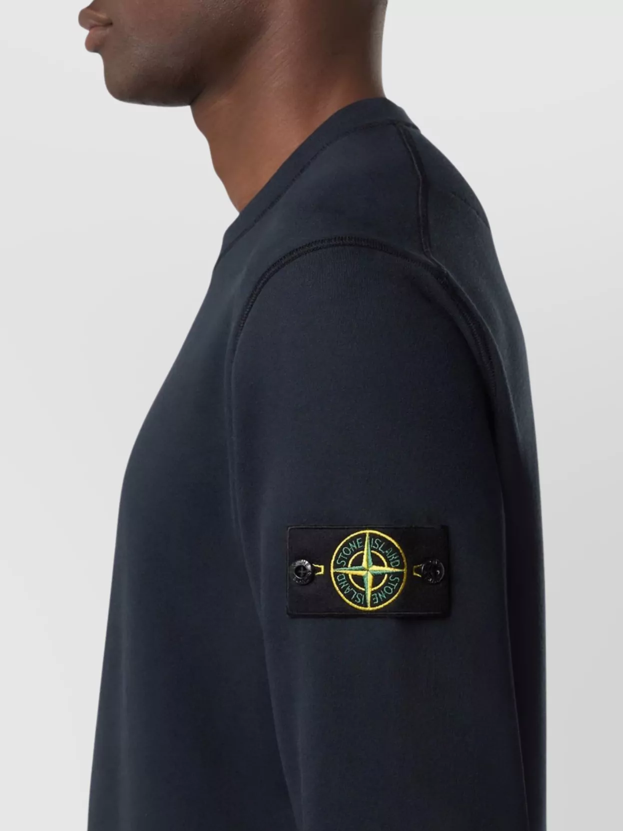 Shop Stone Island Crew-neck Cotton Fleece Sweatshirt
