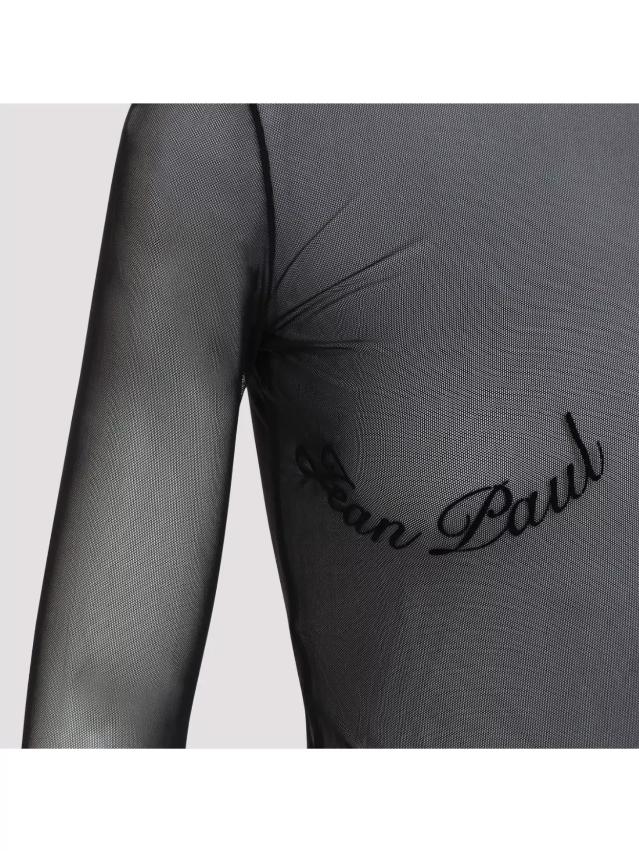 Shop Jean Paul Gaultier Velvet Flock Crew Neck Top In Grey