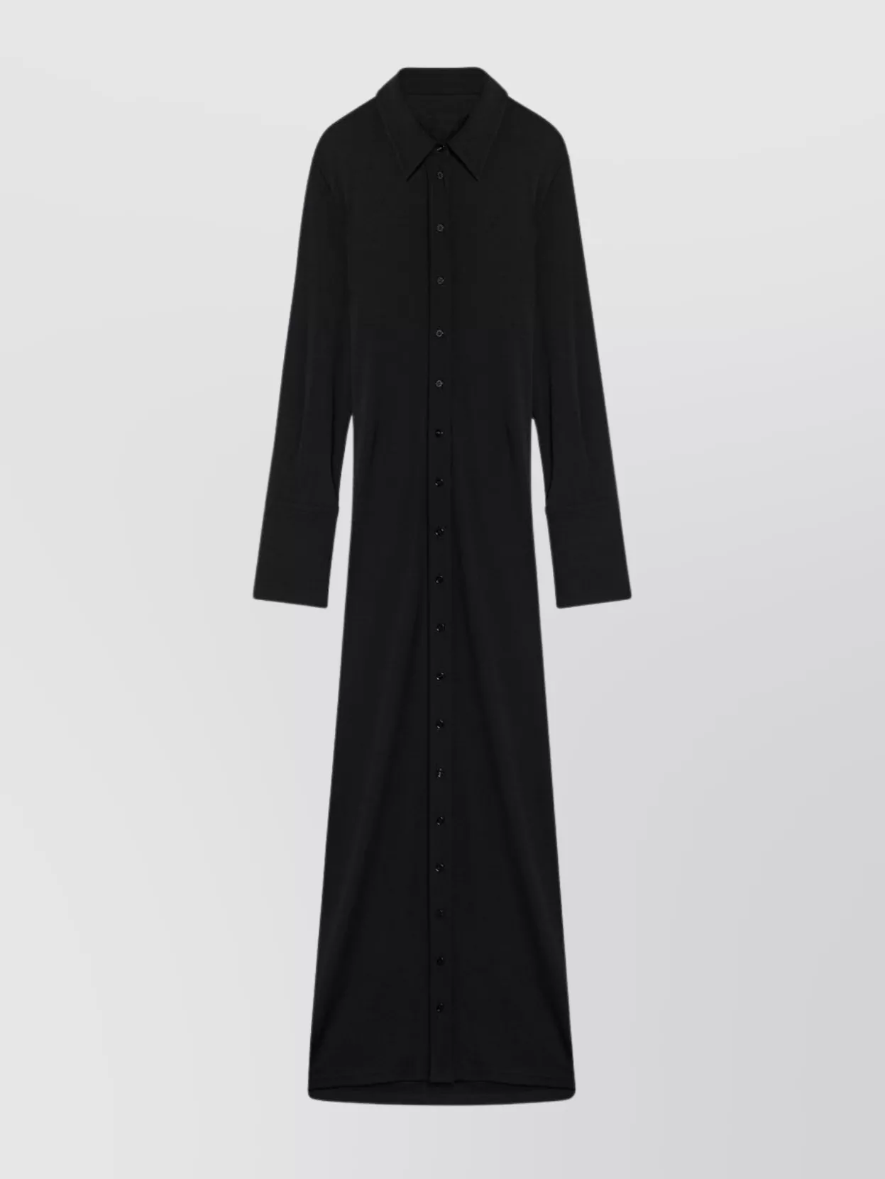 Sportmax Viscose Jersey Shirt Dress With Cuffed Sleeves In Black