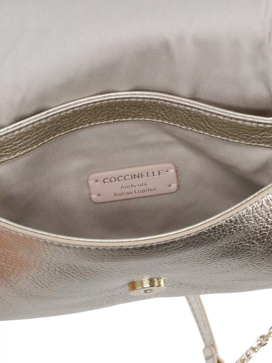 Coccinelle Shoulder Bag Pebbled Leather Chain Strap