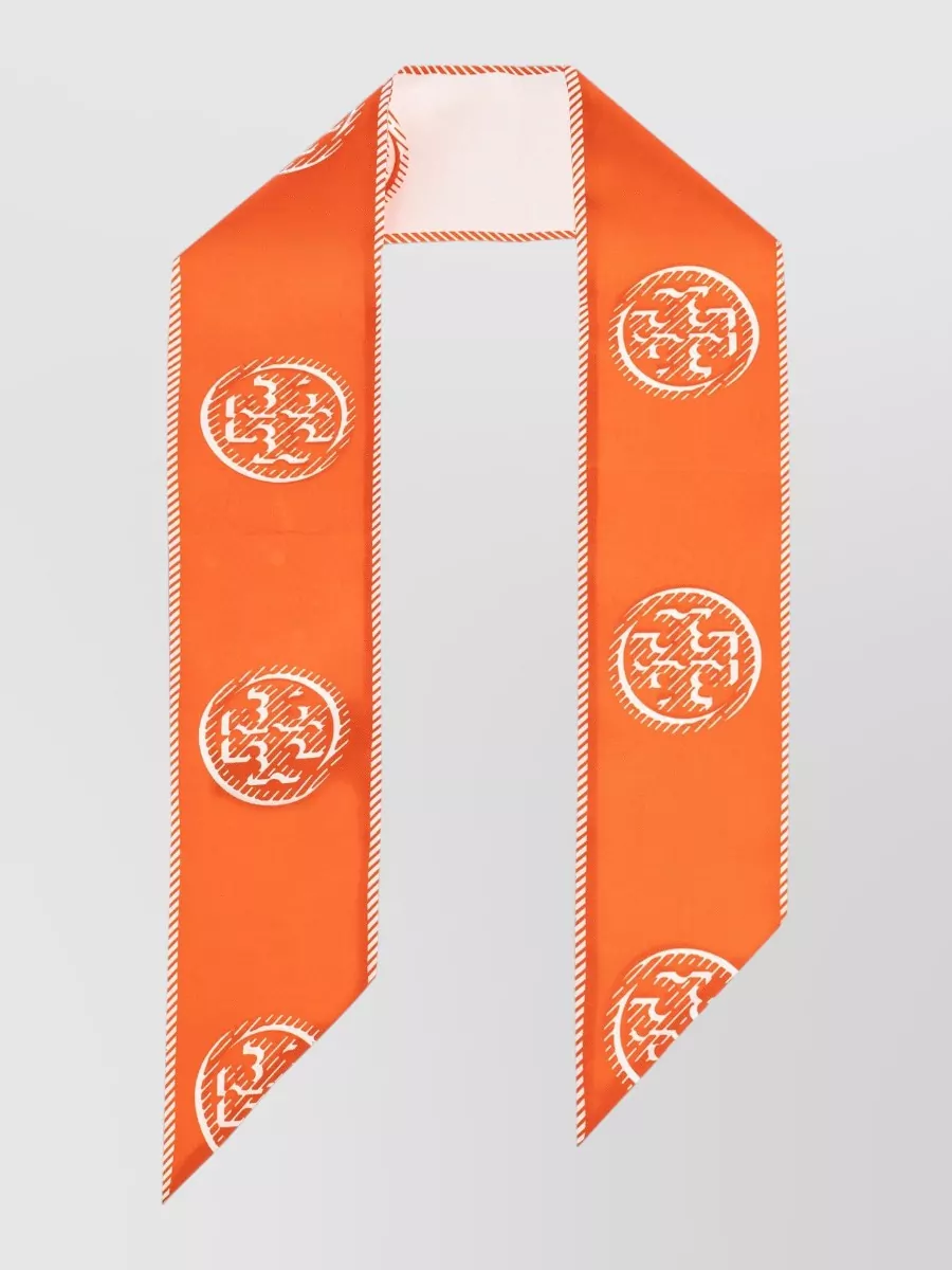 Tory Burch silk logo-print asymmetric scarf