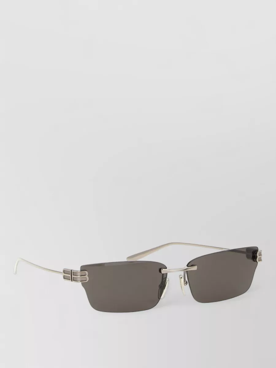 Balenciaga Gossip Rectangular Rimless Sunglasses Metal Temples