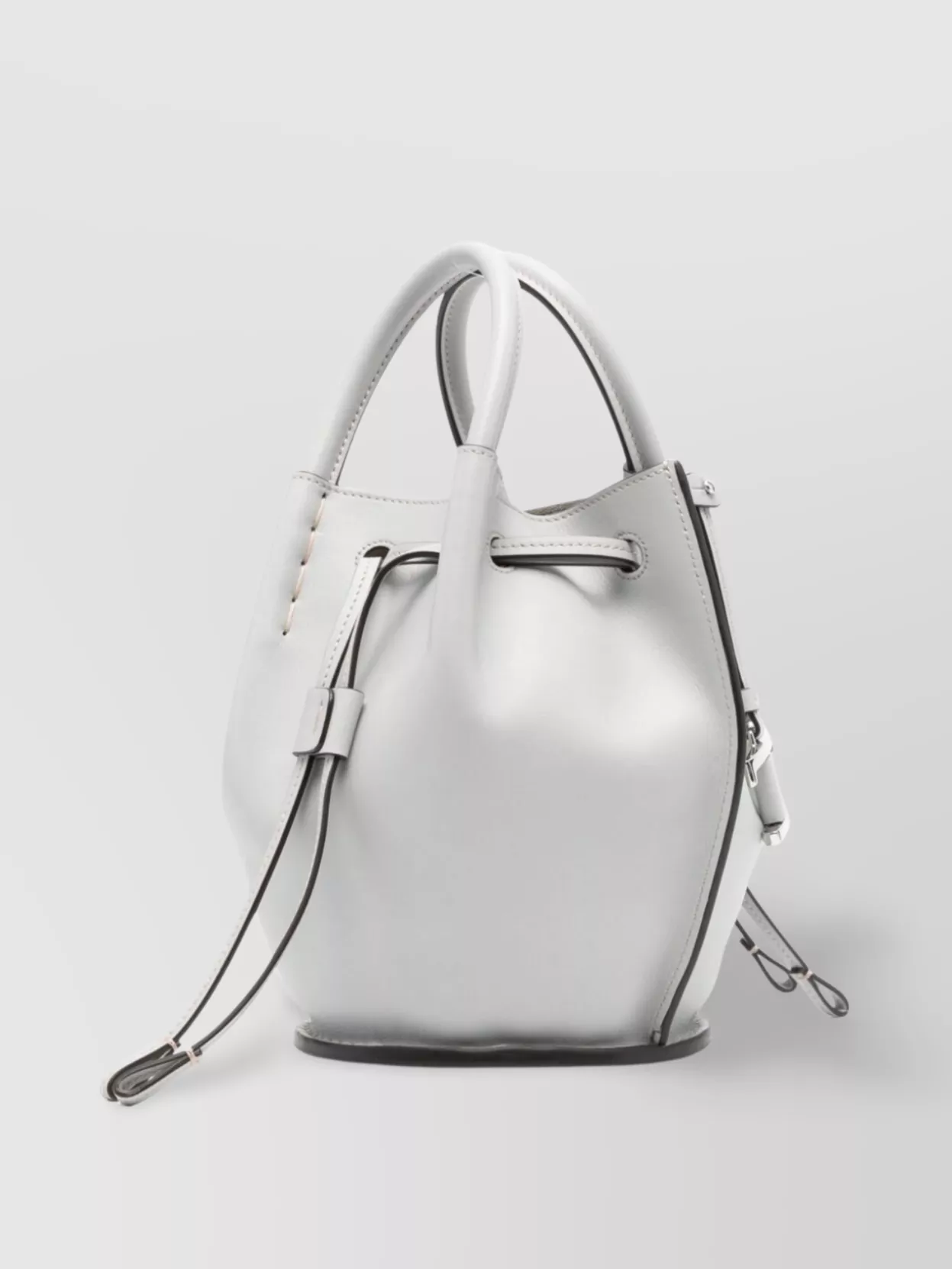 Tod's Logo Charm Mini Bucket Bag In White