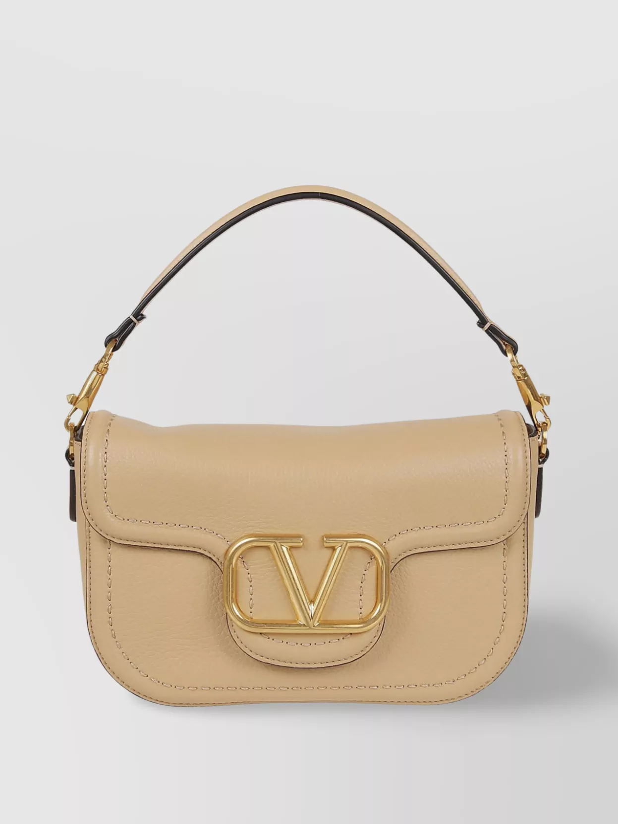 Shop Valentino Versatile Shoulder Bag With Adjustable Strap And Stitch Detailing In Beige