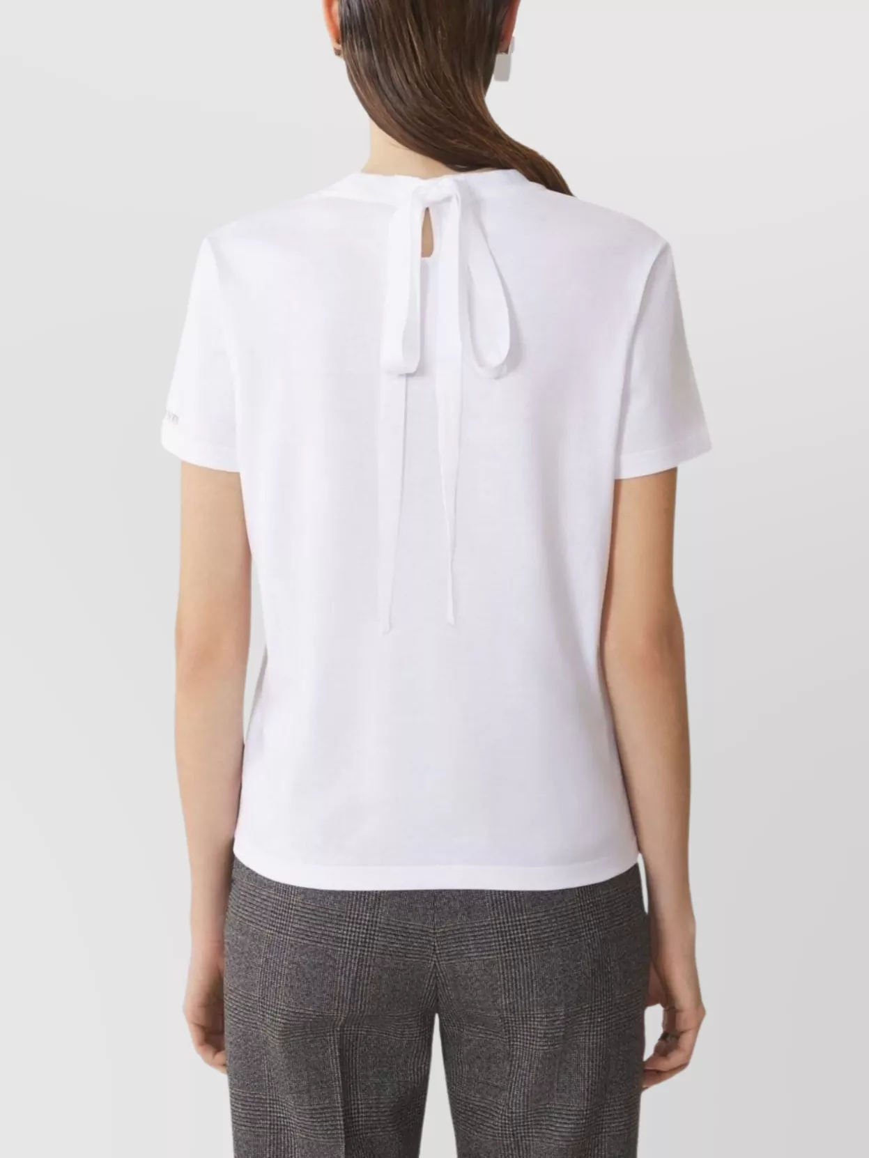Lanvin Sleeve Tie Back Round Neck Top In White