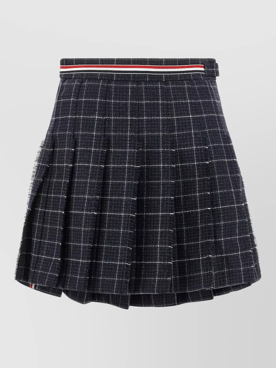 Thom Browne Wool Checked Pleated Mini Skirt