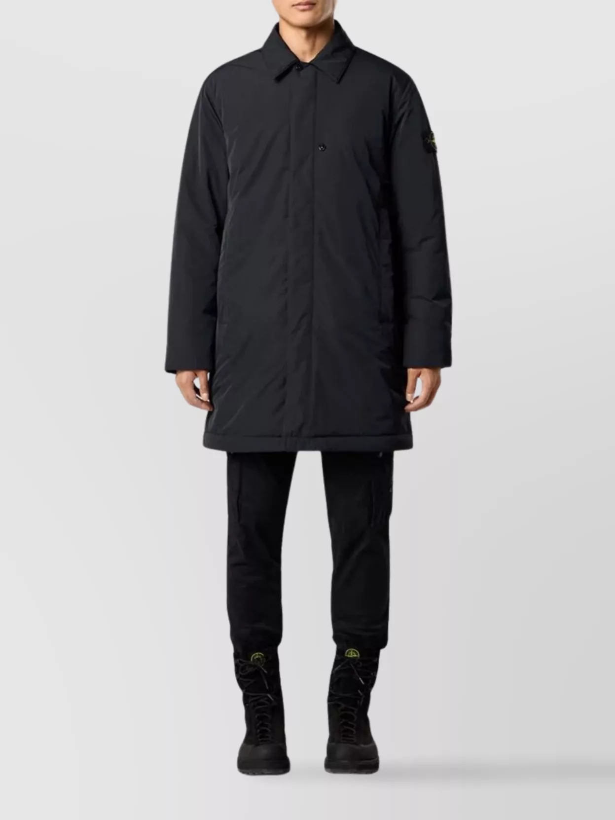 Stone Island Quilted Twill Jacket With Double Pockets In Blue
