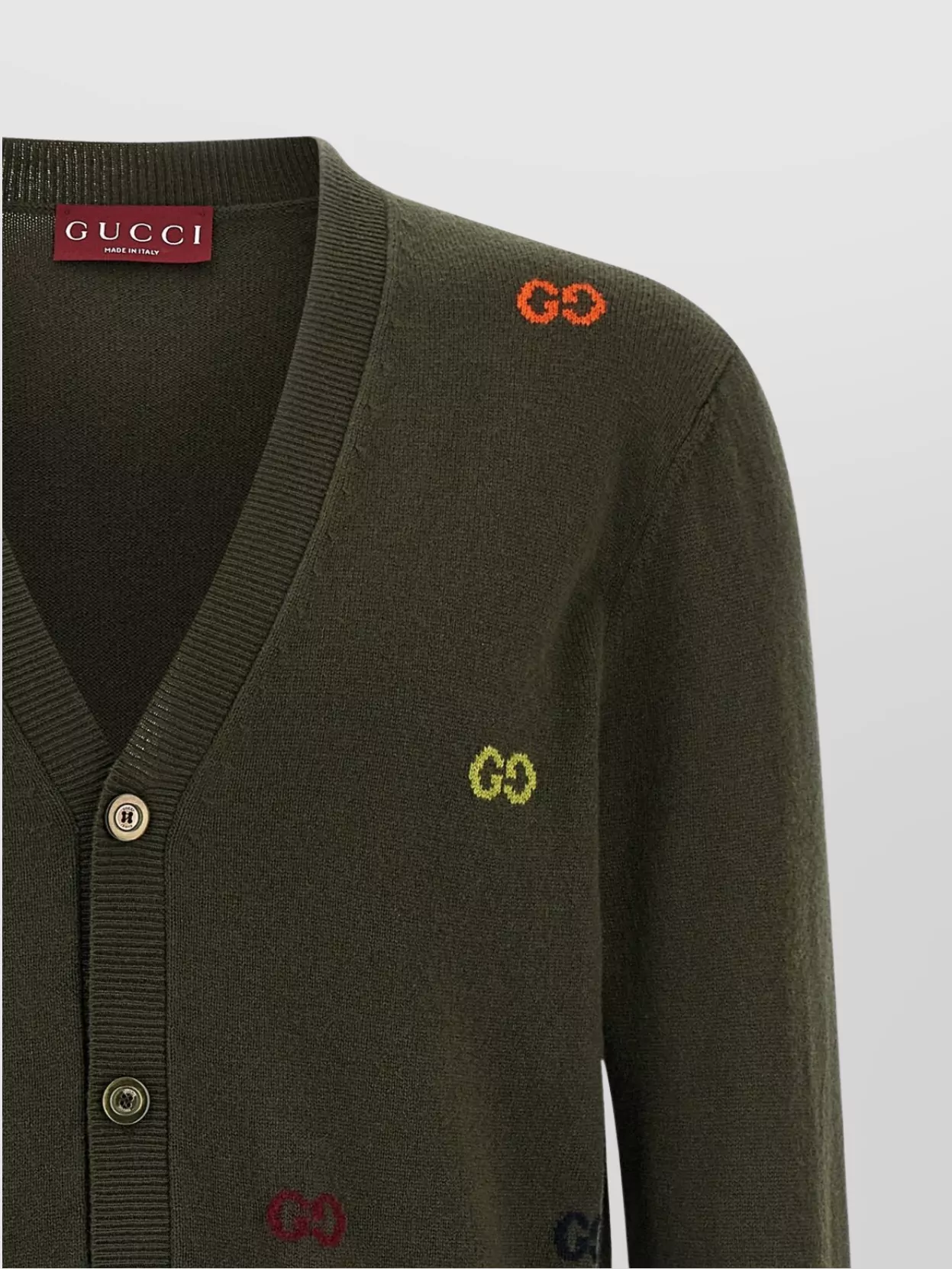 Gucci Intarsia Knit Cardigan V-Neck Design