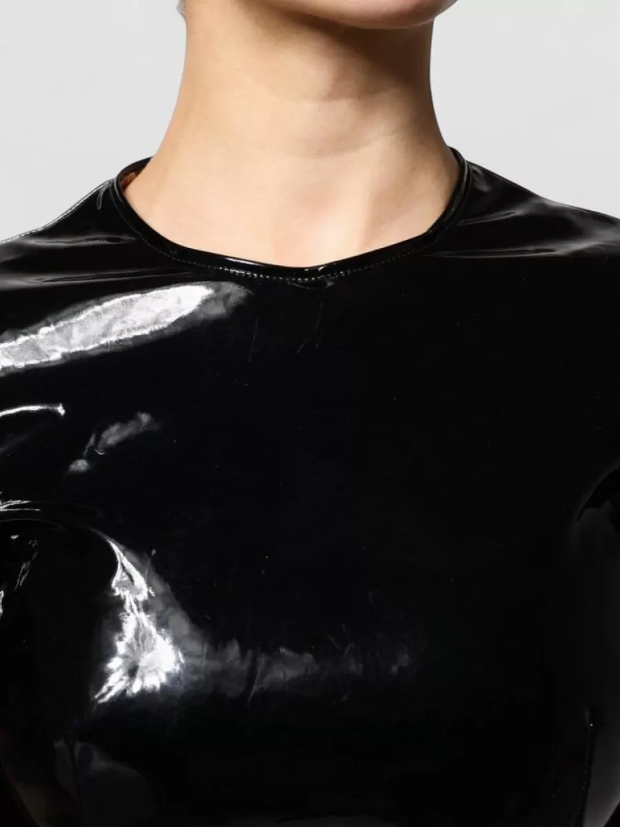 Dolce&Gabbana Patent Leather Puff-Sleeve Mini Dress
