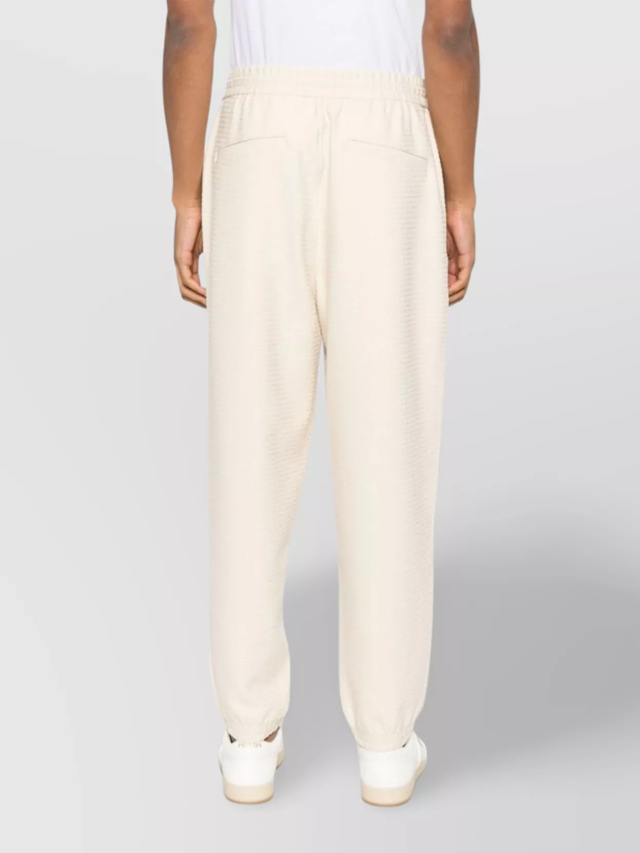 Emporio Armani Logo Print Textured Fabric Sweatpants