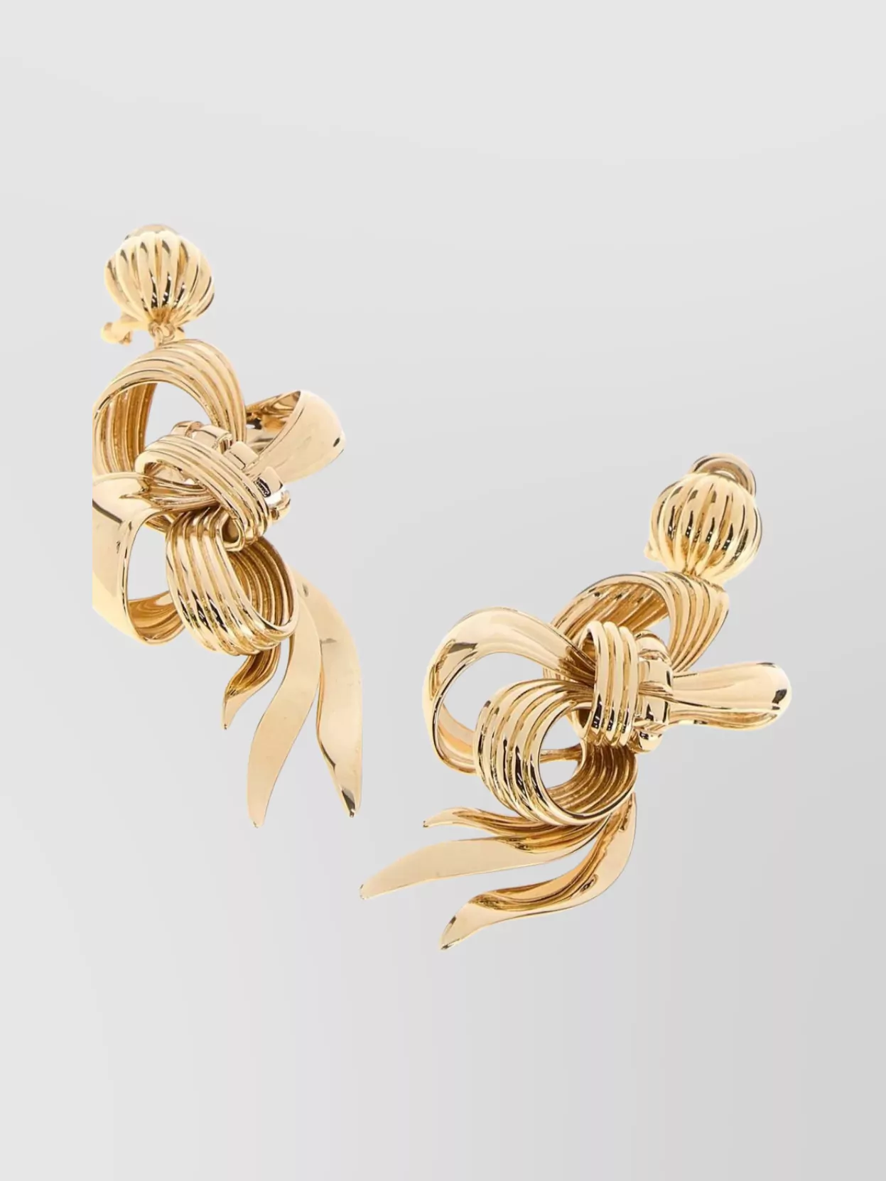 Miu Miu Textured Bow Design Metal Earrings
