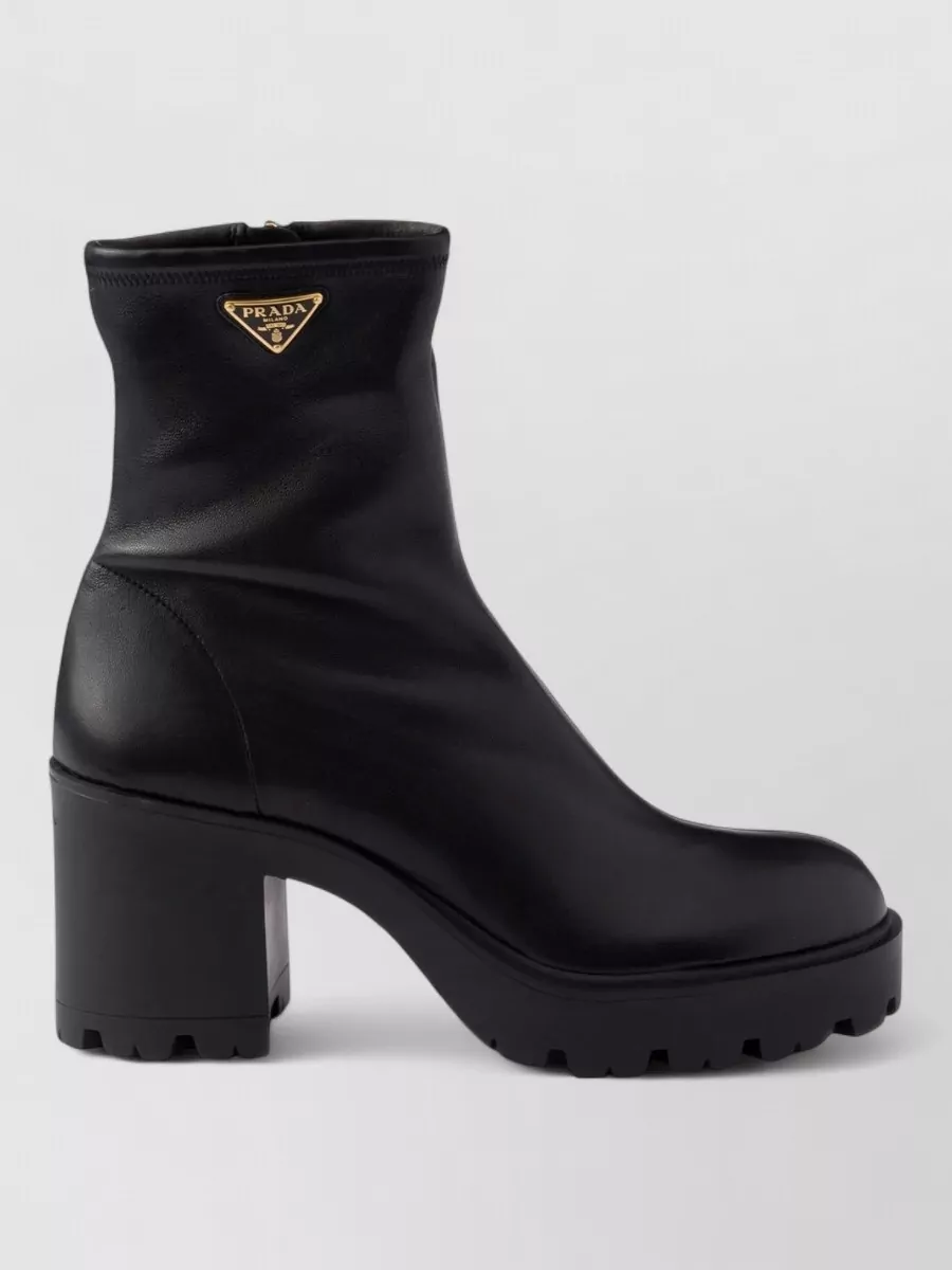 Prada Leather Platform Ankle Boots