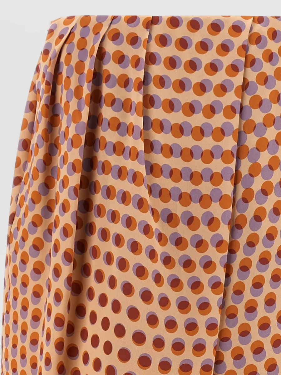 Dries Van Noten Silk Polka-Dot Draped Asymmetric Midi Pleated Skirt