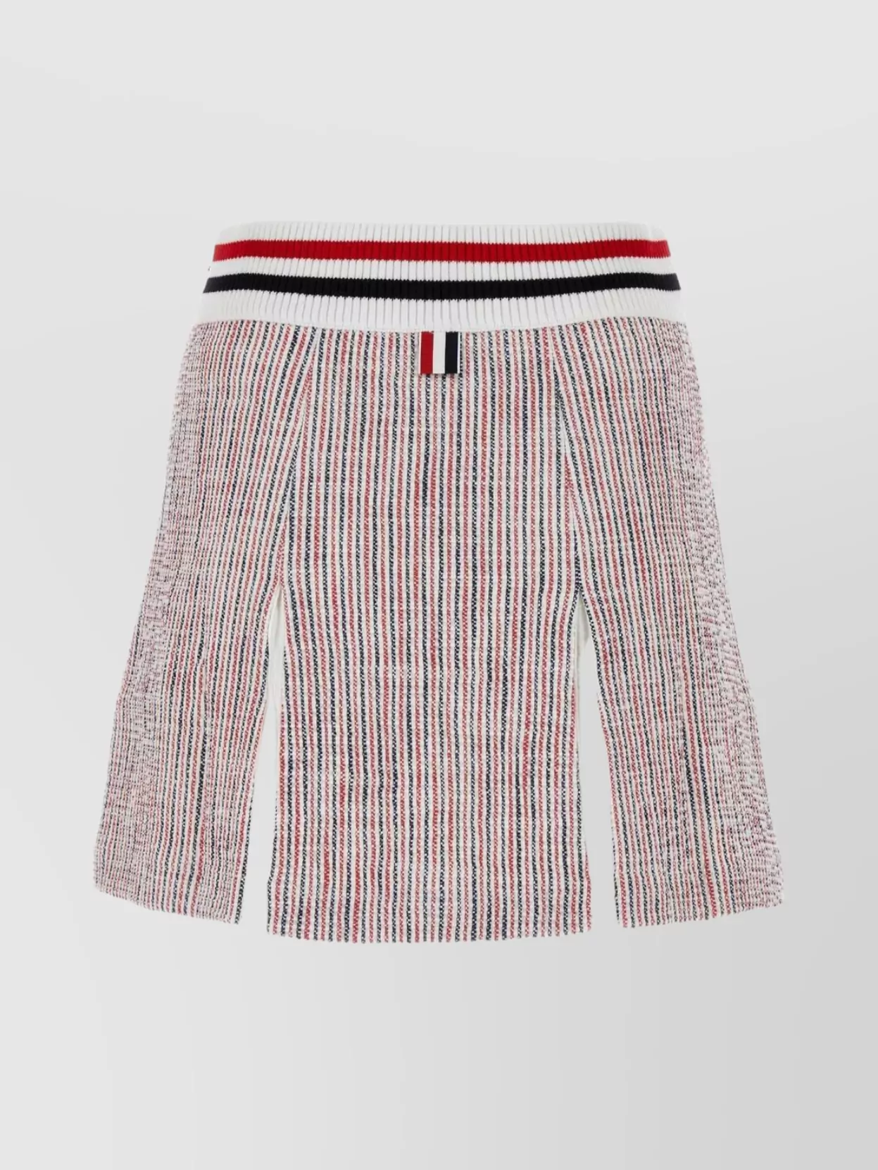 Shop Thom Browne Embroidered Tweed Mini Skirt With Side Slit