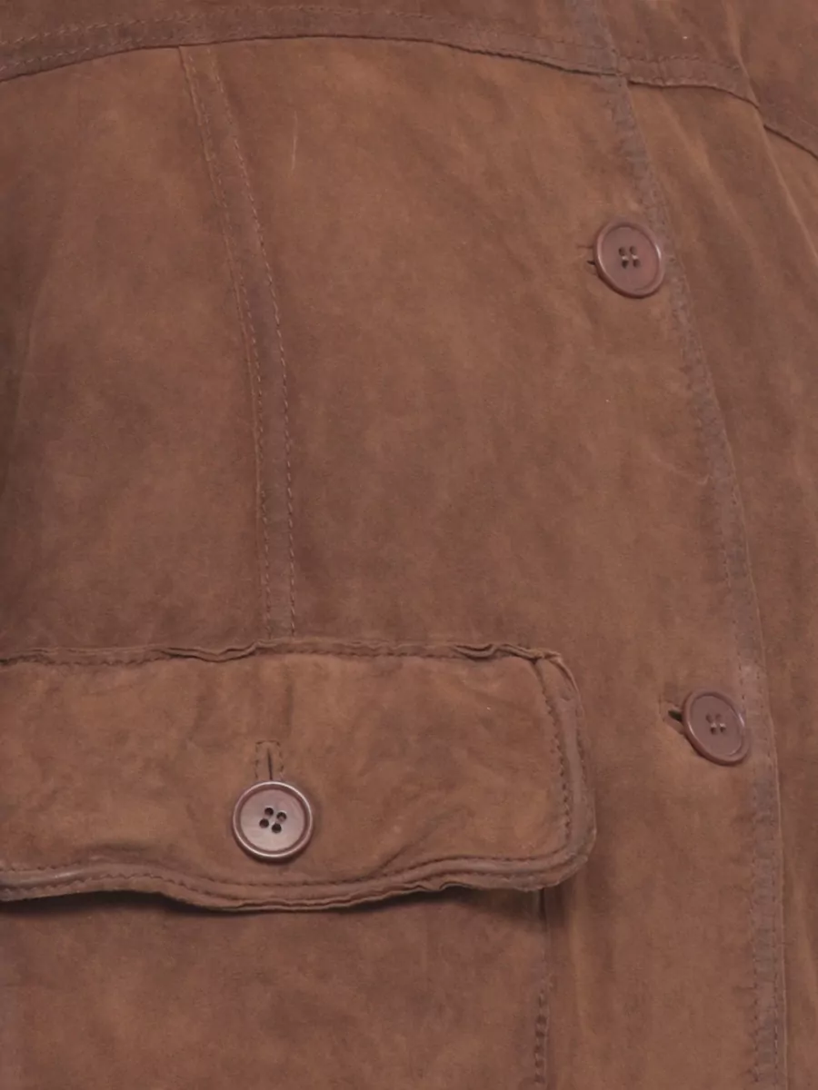 Parosh Suede High Neck Single Breasted Jacket