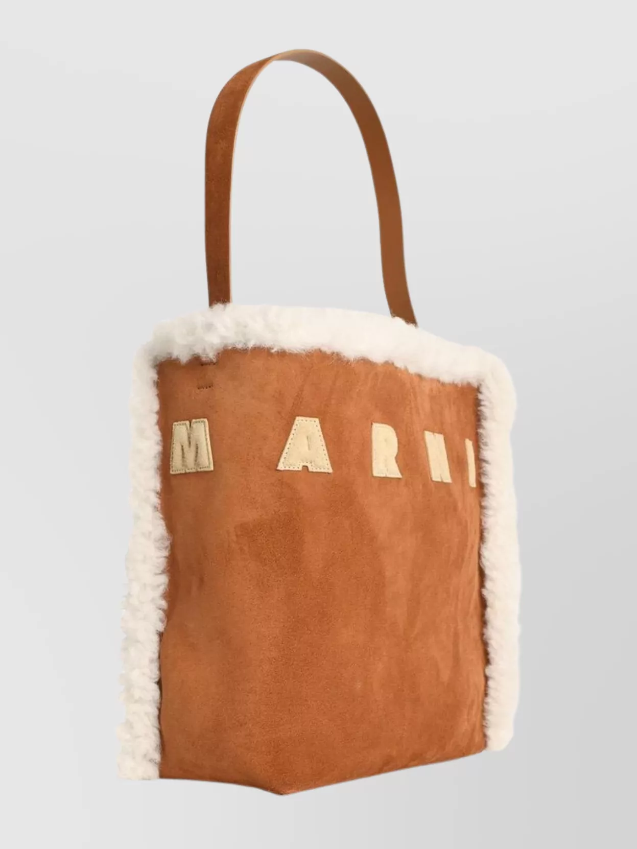 Marni Suede Bag With Shearling Trim And Single Handle