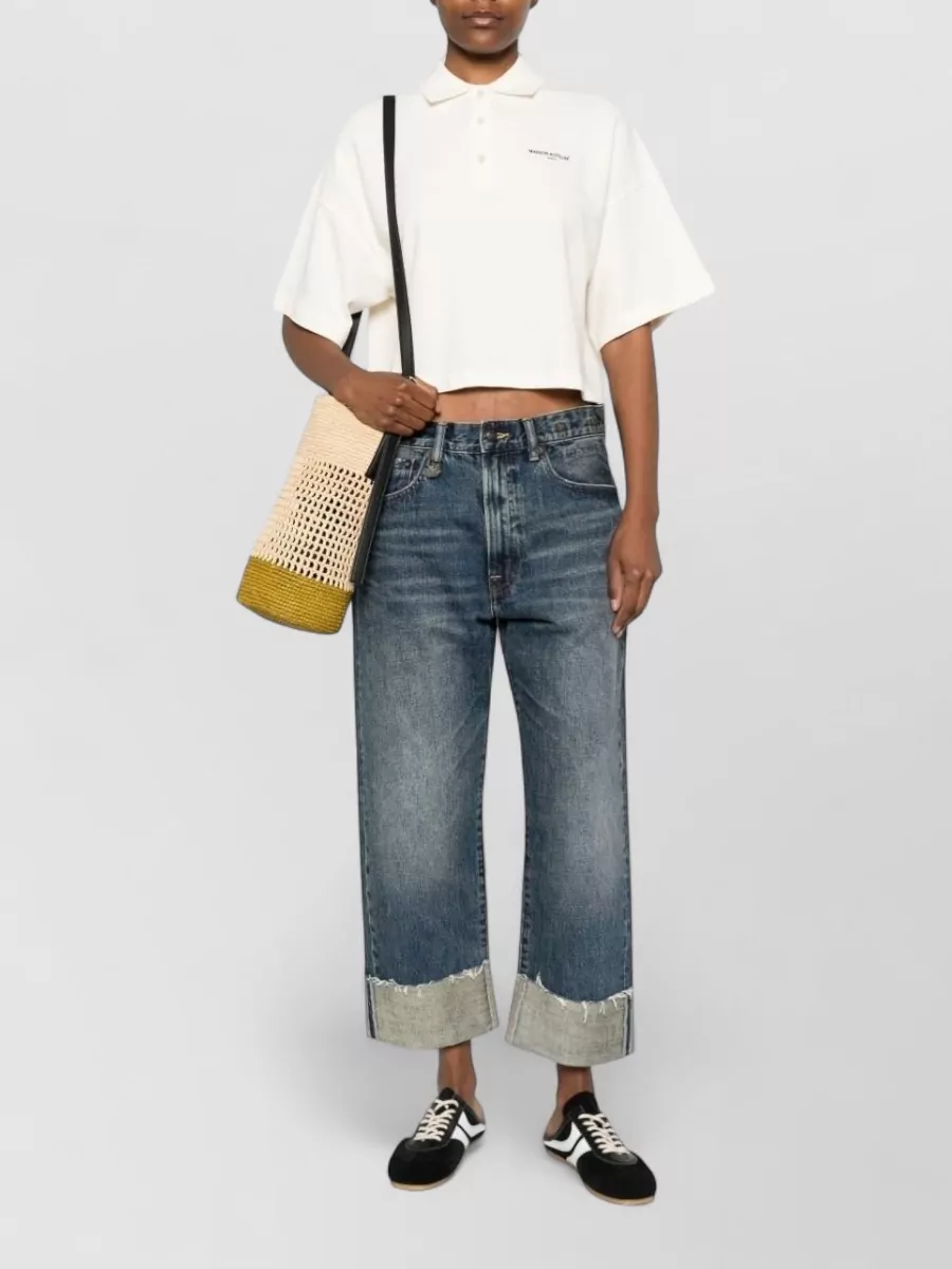 Maison Kitsuné Cropped Oversized Cotton Polo Shirt