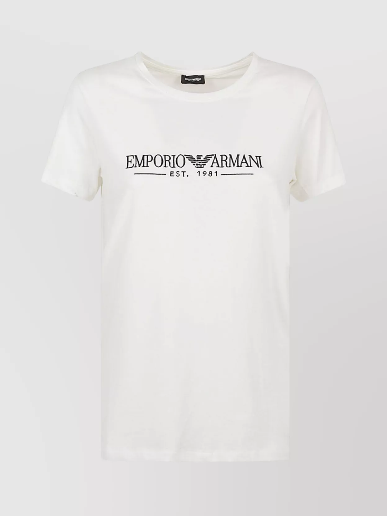 Shop Emporio Armani Crew Neck Plain Design Short Sleeves Top