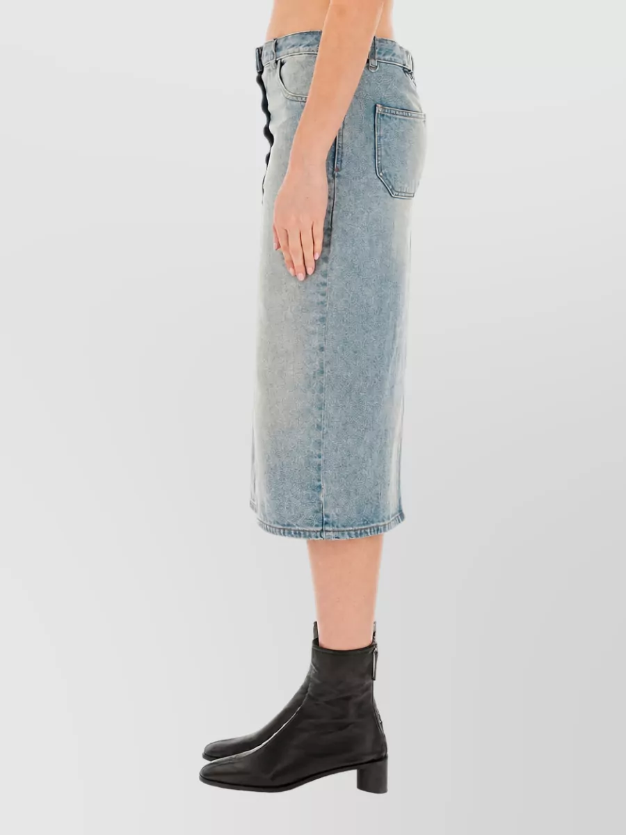 Courrèges denim midi skirt