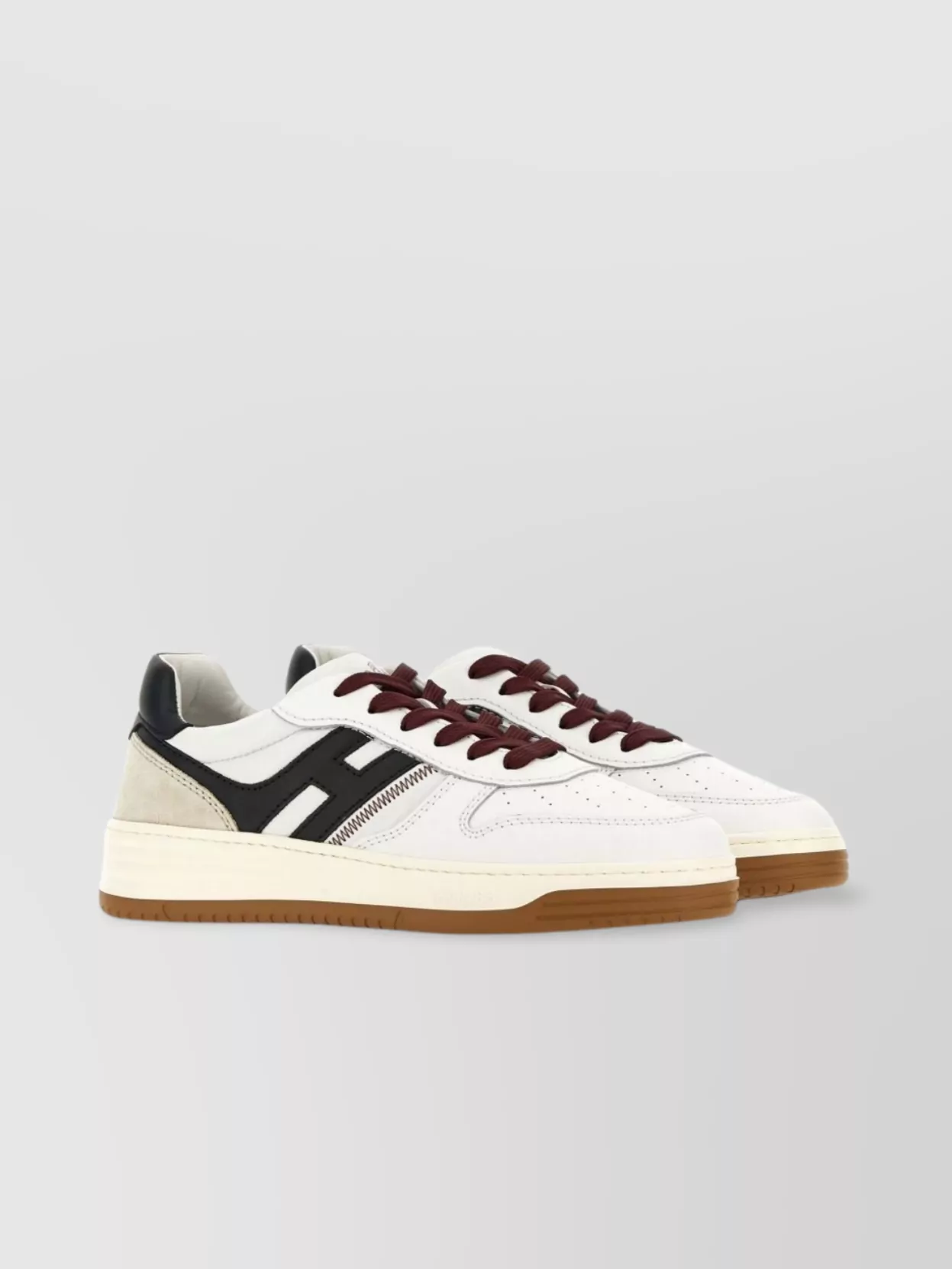 Hogan Leather Sneakers With Contrast Sole And Stitching