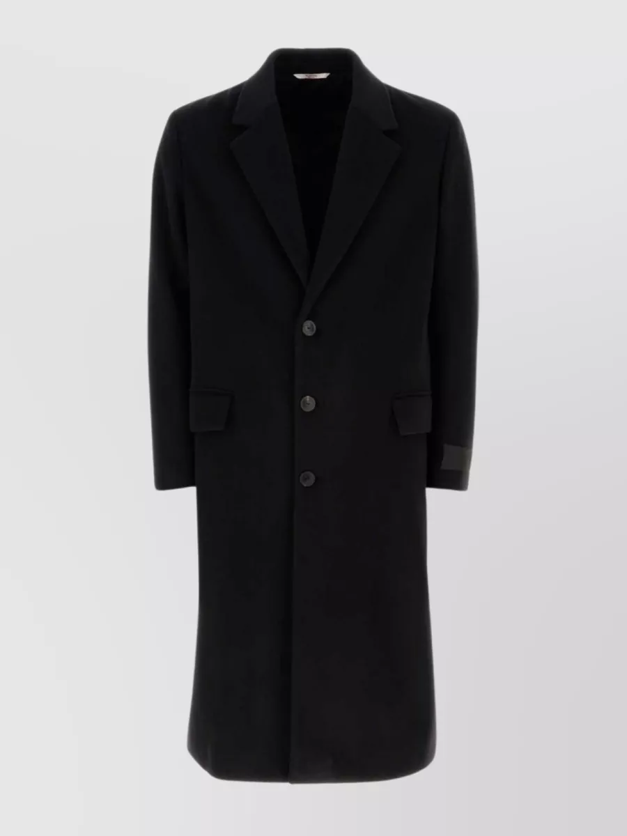 Shop Valentino Tailored Wool Blend Coat In Black